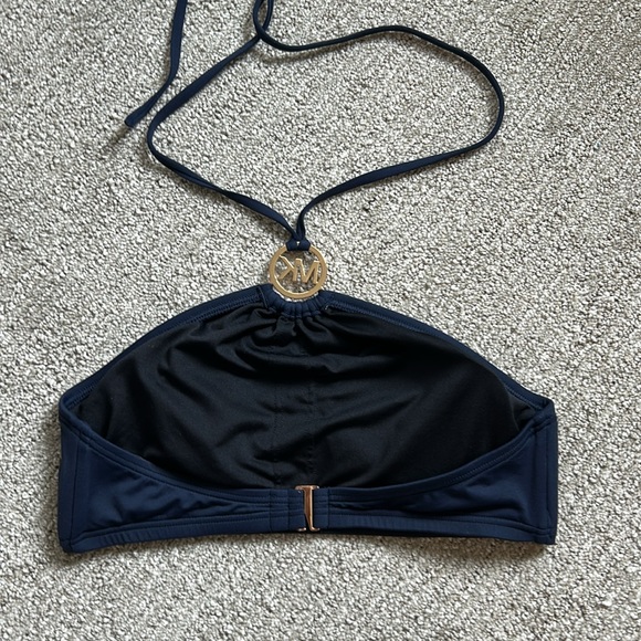 Michael Kors Midnight Blue Halter Bikini top. Darling top with gold MK Emblem. - Picture 4 of 6
